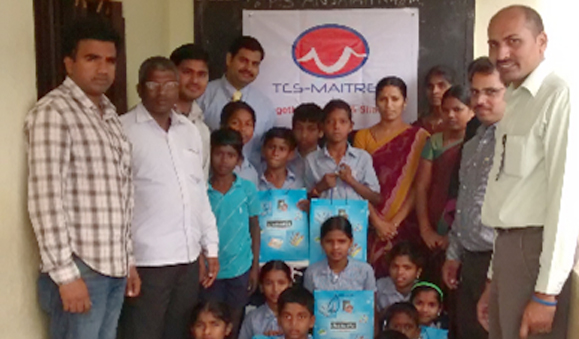 School kits were distributed by the employees among primary school students of Anjaiah Nagar, Hyderabad. A health camp was also organised for them