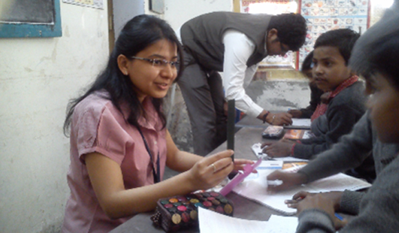 Children of Akansha school in Lucknow were given maths and science tutorials