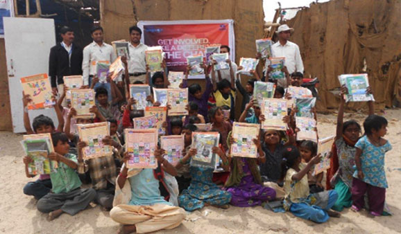 Through project Shiksha Sarathi, a comprehensive education upliftment programme, educational kits were distributed to children, at Tragadi Bunder - Mundra
