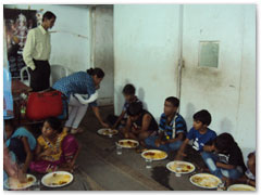 Food and snacks were distributed among children at Parivar, an institute that looks after street children