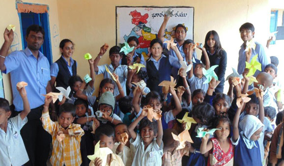 Fun activities were arranged for children from government high schools in Adibatla, Kongalakan and Patel Guda