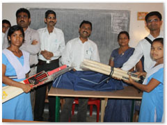 Forty volunteers visited a tribal welfare school and conducted games and quiz competitions for the children. A water cooler, badminton and cricket sets were handed over to them