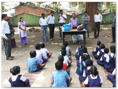 Employees from Tata Projects, SBU-QS inspection team visited a primary government school at Tamnar village, Raigarh. A drawing competition was also organised for the students